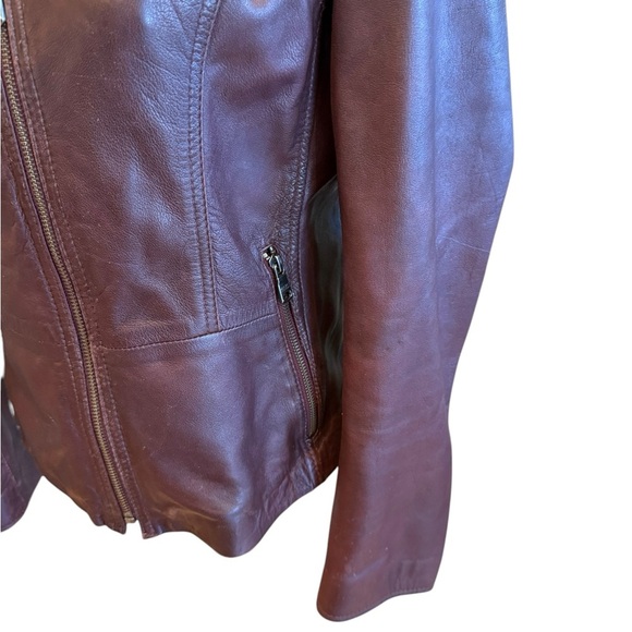 Marc New York Andrew Marc brown 100% leather jacket Moto Size L - Picture 5 of 16